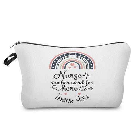 Nurse Makeup Bag Women Cosmetic Bag Toiletry Travel Organizer Lady Purse Cartoon Alphabet Print Zipper Hospital Doctor Gifts