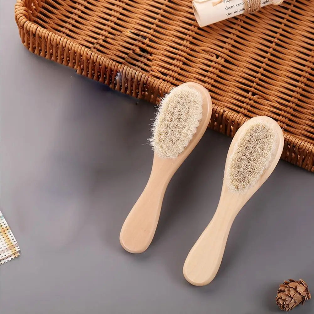 Baby Care Pure Natural Wool Baby Wooden Brush Broken Soft Hair Cleaning Brush Massage Brush Baby Bath Brush