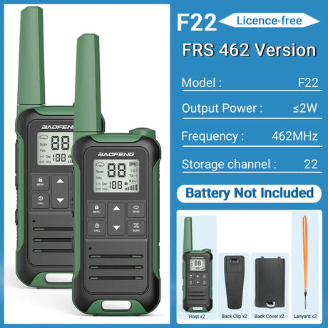 2pcs Baofeng F22 PMR FRS Walkie Talkie Type-c Charging Portable Mini Communication Radio Profesional Two Way Radio For Camping