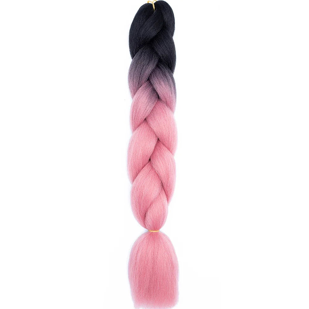 AZQUEEN 24 Inch Jumbo Box Braids Extensions Synthetic Braiding Hair DIY Hair Braids For Children Pink Purple Yellow Gray