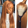 Ginger Blonde Lace Wigs for Black Women Straight Synthetic Light Brown Lace Wig T Part Pre Plucked with Baby Hair Glueless Wigs