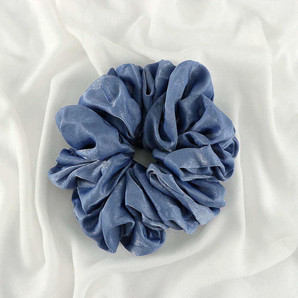 Big Size Shiny Chiffon Scrunchies for Muslim Women Custom Elastic Volumizing Oversized Neat Stitching Malaysian Bunch Hair Tie