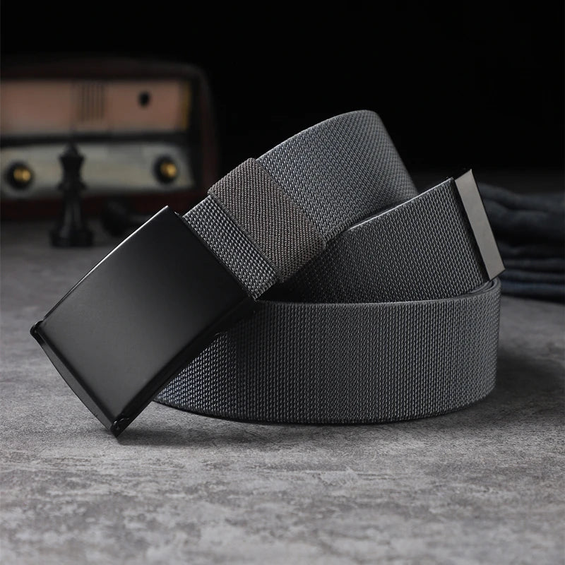 A suit of men elastic elastic elastic automatic buckle belt casual woven outdoor zippy belt using daily commuting