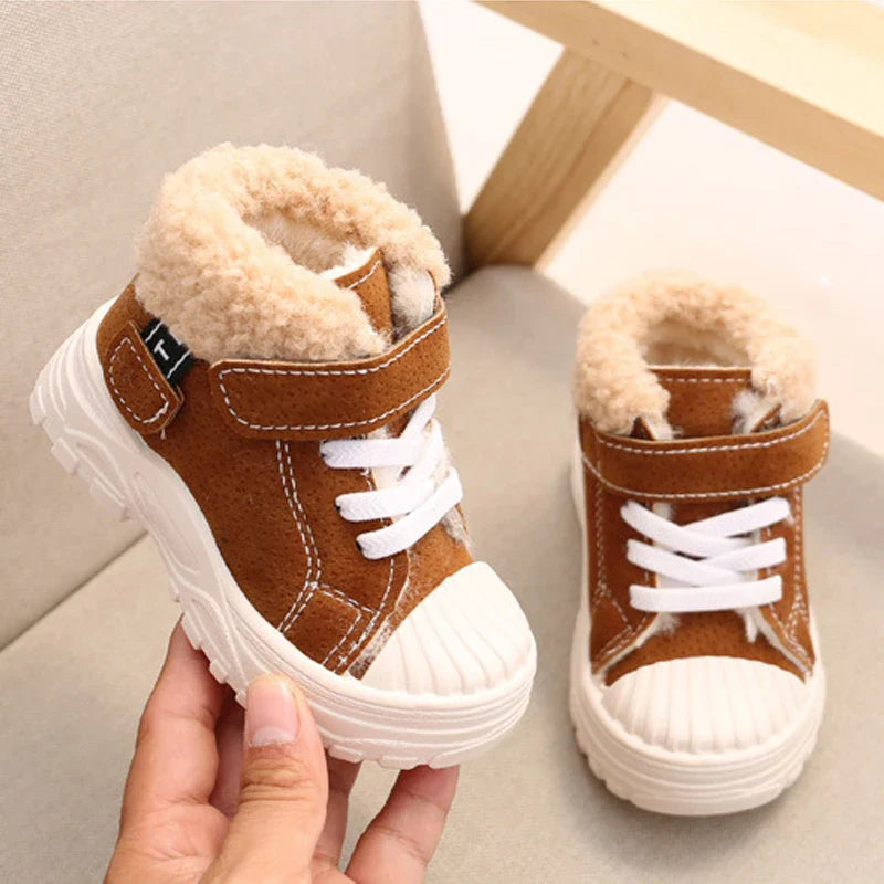 2021 Children Warm Boots Winter New Boys Plus Thicken Velvet Cotton Shoes Girls Waterproof Short Boots Baby Cotton Boots