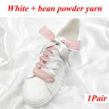 1 Pair Silk Shoe Laces Satin Ribbon Flat Shoelaces Girls Casual Canvas Shoes Double-sided Weaving White Shoe Lace Accessories