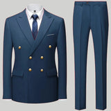 2023 Fashion New Men's Casual Boutique Double Breasted Suit Trousers / Man's Business Suit Jacket Blazers Coat Pants 2 Pcs Set