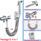 Handheld Bidet Sprayer Set 304 Stainless Steel Spray Gun Shower Handheld Toilet Bidet Faucet Sprayer Shower Nozzle Self Cleaning