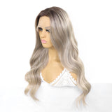 Ash Blonde Synthetic Lace Front Wigs for Women Body Wave Colored Lace Wig Heat Resistant Dark Roots Cosplay 13x3 Glueless Wig