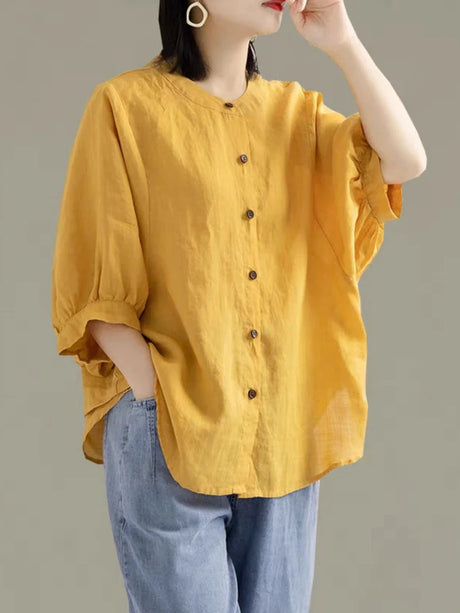 Plus Size Cotton Linen Blouses Female Long Sleeve Shirts Autumn Shirts Casual Loose Vintage Winter Tops Blouse Women's Clothing