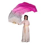 Professional Bellydance Silk Veils Light Weight 100% Silk Fan Hand Paint Colorful Dancer Performance Props Extra Long Flowy 1.8m