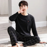 Big Size Autumn New Mens Casual Pajamas Set Cotton Long Sleeve Kawaii Bear Cartoon Printing Sleepwear for Men Pijama for Boy