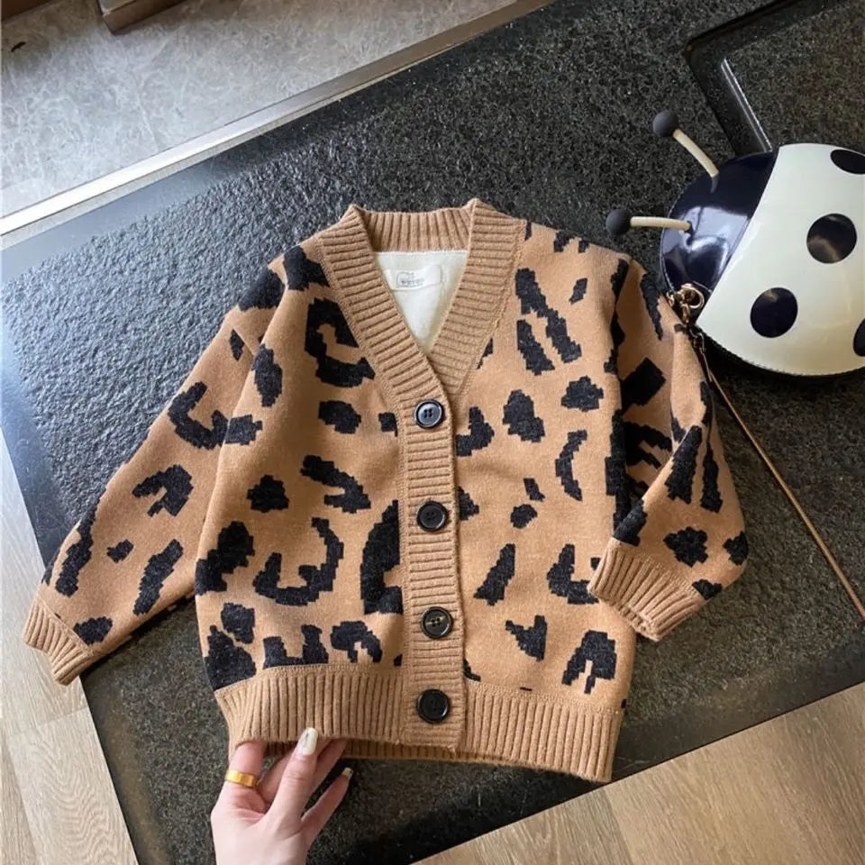 2022 Autumn Winter Girls Boys Fleece Knitting Sweaters Baby Kids Children Cardigan