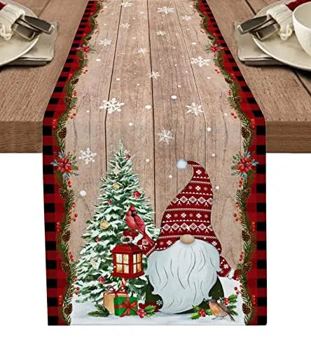 Christmas Snowman Table Runner for Kitchen Decor Snowflakes Christmas Tree Table Runner for Wedding Festive Party Dresser Scarf