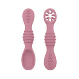 2PCS Cute Baby Learning Spoons Utensils Set Food Grade Silicone Sticky Spoon Children Cutlery Training Spoon Feeding Tableware