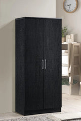 2 Door Wardrobe with Adjustable/Removable Shelves & Hanging Rod, Black