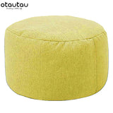 OTAUTAU Round Stool D30cm*H20cm Linen Bean Bag Ottoman with Filling Beanbag Pouf Footstool Tatami Futon Puff JD001