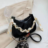 Cloud Handbag For Women Top Handle Cute Candy Color Shoulder Wand Bag Chain Scarf Mini Underarm Purse Female Black Design Luxury