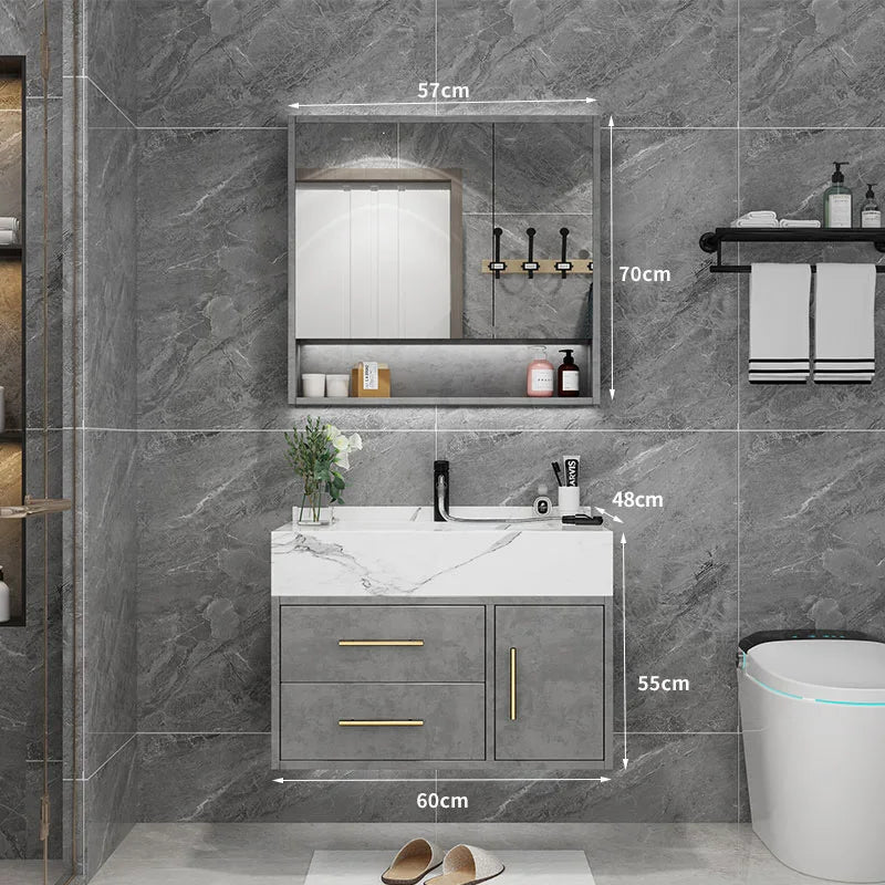 Marble Bathroom Cabinet Combination Solid Wood Intelligent Simple Luxurious Bathroom Cabinet Sink Washbasin Furniture YX50BC