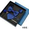 8pcs Luxury Mens Ties Set In Gift Box 100% Silk Neck Tie With Festive Wedding Bowtie Pocket Squares Cufflinks Clip Brooches Suit