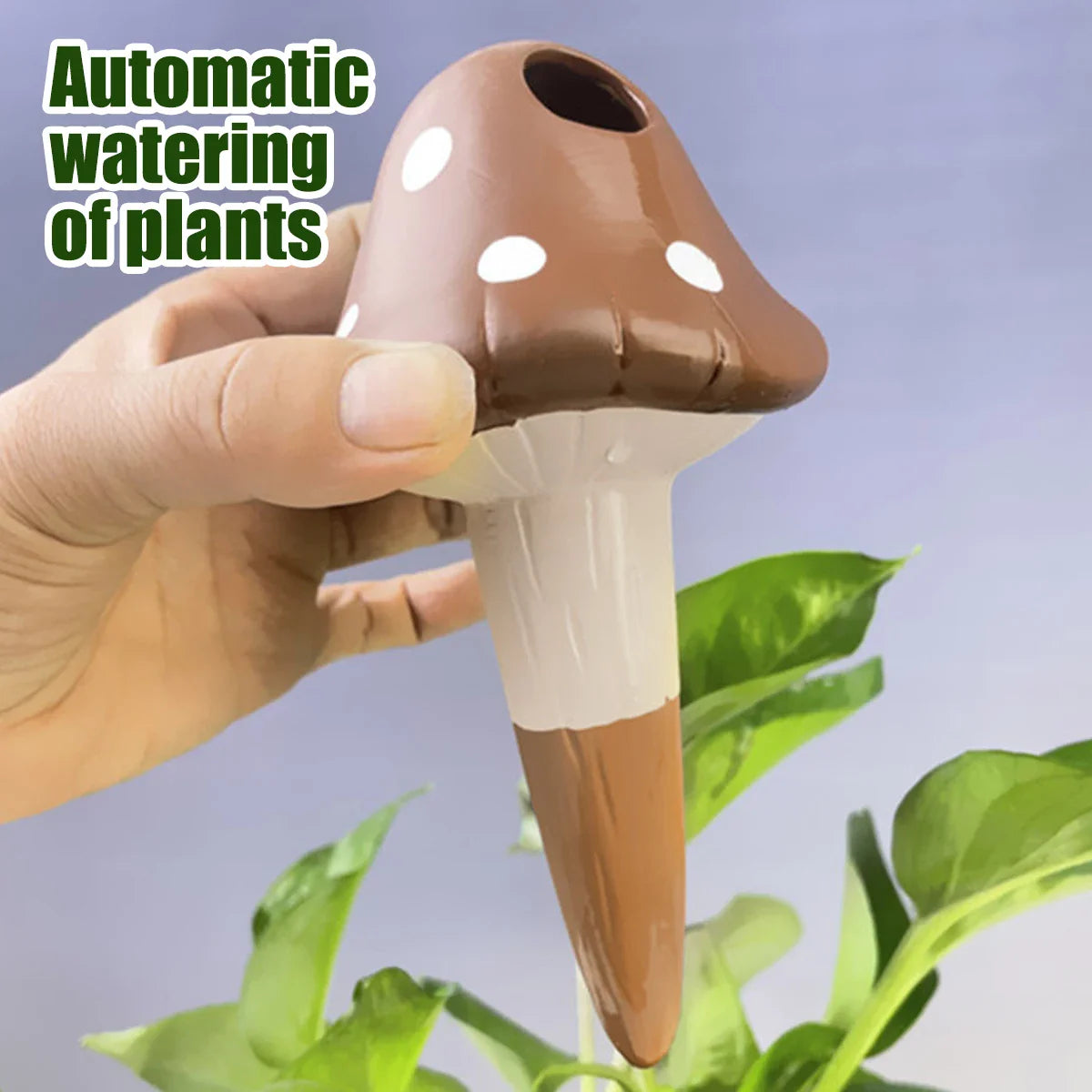 4Pcs Self-Watering Mushroom Spikes Portable Automatic Terracotta Globe Small Potted Plant Waterer Cute Garden Device