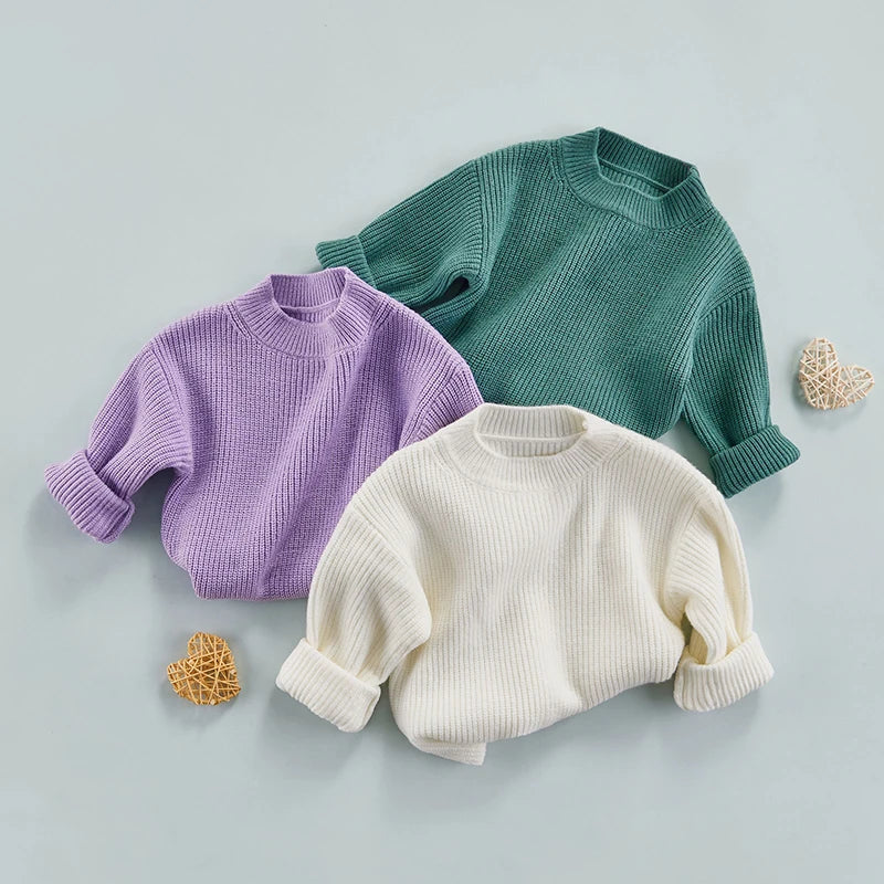 ma&baby 0-6Y Toddler Kid Baby Boy Girl Sweaters Warm Thick Knit Long Sleeeve Solid Color Clothing Fall Winter Clothes