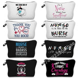 Nurse Makeup Bag Women Cosmetic Bag Toiletry Travel Organizer Lady Purse Cartoon Alphabet Print Zipper Hospital Doctor Gifts