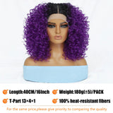 16" Kinky Curly Synthetic Lace Front Wig Black Blonde Wigs For Women Glueless Female Ginger Purple Heat Resistant Natural Hair