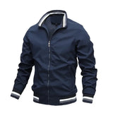 Men's Casual Four Seasons Windproof Waterproof Aviator Jacket Outdoor Sports Stand-Up Collar Zipper Trend Fashion