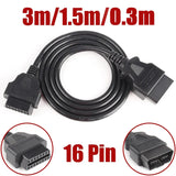 Car OBD Extension Cord Male To Female 16 Core Energized 16 Pin OBD2 ELM327  Diagnostic Tool Connector Scanner Adapter 3m 1.5m