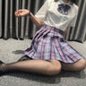 Japanese Uniform Korean School JK Uniform Shirt Plaid Skirt Set South Korea Students Short Sleeve Pleated Skirt Set Girl Seifuku