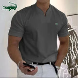 Men's V-neck High-quality Cotton Embroidered Polo Shirt Spring/Summer New Short Sleeved T-shirt Casual Sports Breathable Short S