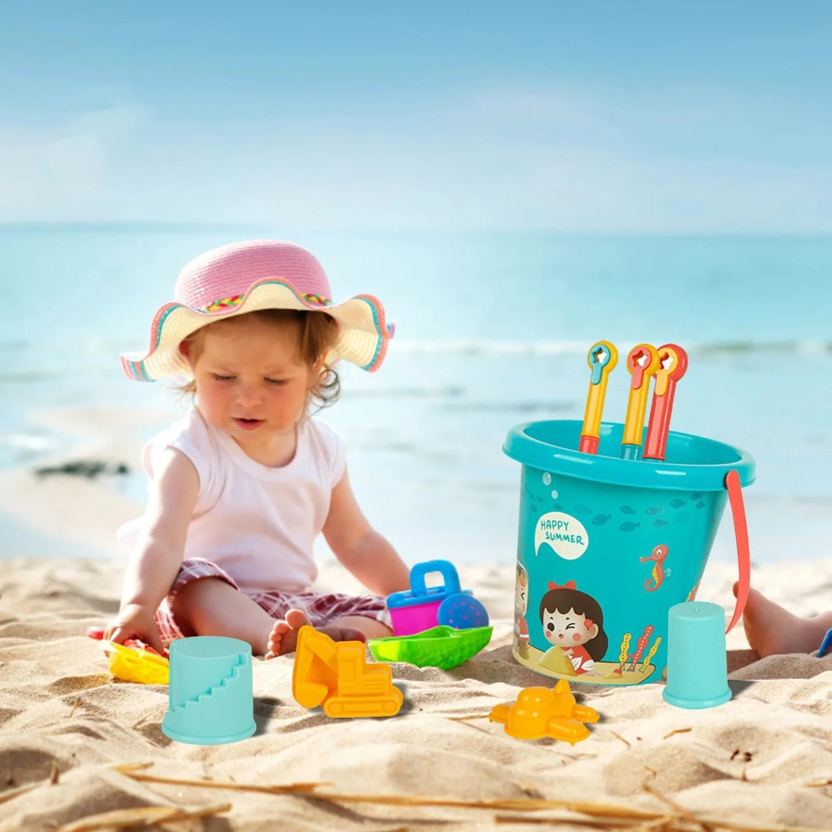 18PCS Summer Beach Toys for Kids Sand Set Beach Game Toy for Children Beach Buckets Shovels Sand Gadgets Water Play Tools