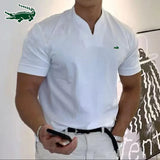 Men's V-neck High-quality Cotton Embroidered Polo Shirt Spring/Summer New Short Sleeved T-shirt Casual Sports Breathable Short S