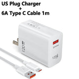 120W USB GaN Charger Quick Charge 3.0 Fast Charging Mobile Phone Adapters Wall Charger Type C Cable For iPhone 15 Samsung Xiaomi