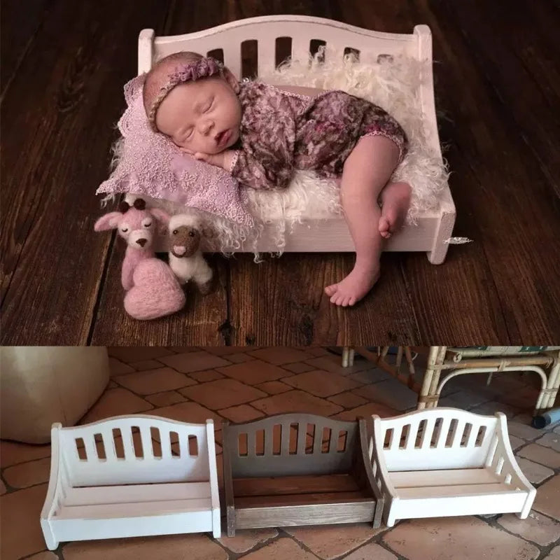 Hot Newborn Photography Props Wooden Bed Chair Photoshoot Accessories for Baby Girl Boy Posing Seats Sofa Baby Photoshoot Props