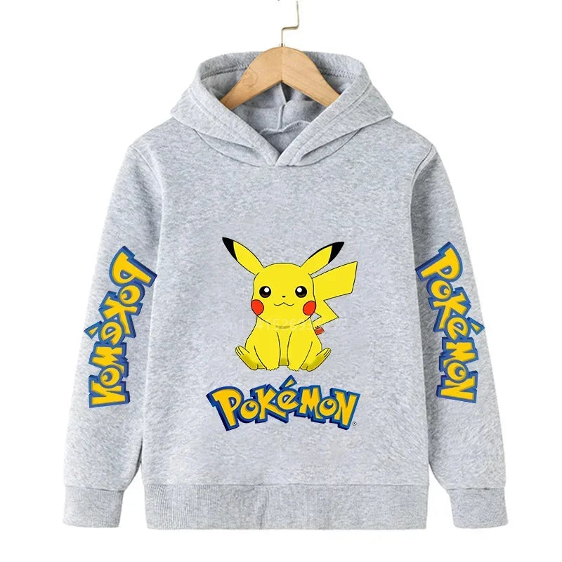 Pokemon Children Costume Spring Boy Hoodie Kids Clothes Funny Pikachu Pokemons Hoodies for Teen Girls 2-12y Baby Boys Sweatshirt