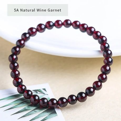 JD Natural Wine Red Garnet Beaded Bracelet Women Genunie Charm Red Pomegranate Yoga Meditation Bangles Reiki Healing Lovers Gift