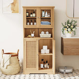 Bathroom cabinet, independent floor standing cabinet with open shelves, large display cabinet with doors, bathroom cabinet