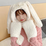 Fashion Scarf Hat Glove 3 Piece Women Plush Cute Big Ear Thicken Bunny Winter Warm Soft Thickening Pocket Hats Hooded Rabbit