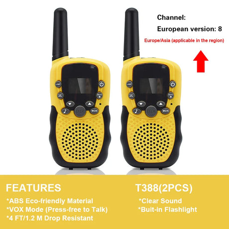 T388 Walkie Talkie Children Radio Receiver Walkie Talkie Toy Kids Birthday Gift Child Toys for Boys Girls 3 Km Hand-held 2Pcs