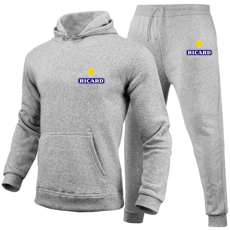 Ricard Men's Sweatshirt +Pants 2 Piece Set Casual Sportswear Hoodies Wear Autumn And Winter New Sportswear Suit Hot