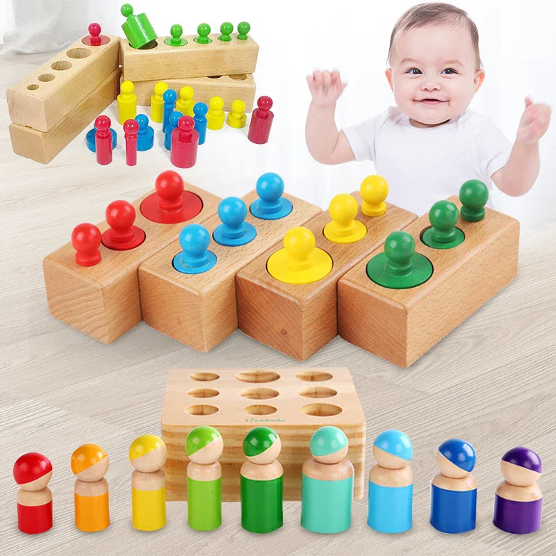 Montessori Cylinder Socket Puzzles Toy Baby Development Practice And SensesPreschool Educational Wooden Toys For Children