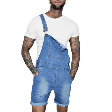 Pink Denim Overall Shorts for Men Fashion Hip Hop Streetwear Mens Jeans Overall Shorts Plus Size Summer Short Jean Jumpsuits