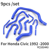 9pcs Auto Silicone Radiator Hose Kit for Honda Civic D15 D16 SOHC EG EK 1992 1993 1994 1995-2000 Heater Hose Car Accessories