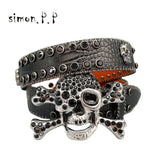 Punk Rock Colorful Rhinestones Belt Studded Western Bling Belts Y2K for Women Men Cowgirl Cowboy with Diamond Ceinture Femme