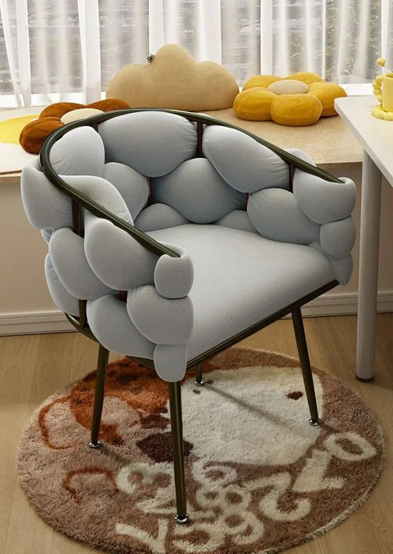 Nordic Metal Living Room Chair for Living Room Soft Upholstered Backrest Chairs Light Luxury Household Armchair for Nail Salon