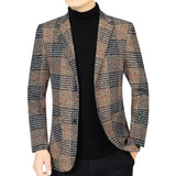 2024 Men's Fashion Blazer Jacket Suit England Style Plaid Business Causal Suits Men Clothing Conjuntos De Blazer Jacket Coat 4XL