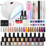 PHOENIXY Gel Nail Polish Set with 36W Nail Lamp Semi Permanent UV Gel Varnish Base Top Coat Complete Nail Art Gel Polish Kit