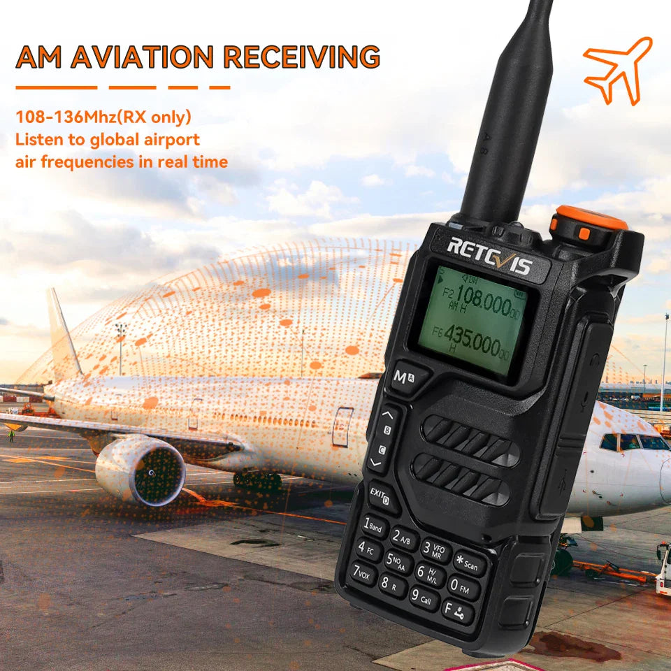 Retevis RA79 Aviation Band Walkie Talkie AM FM Airband Two Way Radio USB C Charge Ham Radio Quansheng UVK5 uvk5 Walkie-talkie