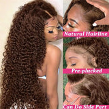 4x4 13x4 Chocolate Brown Lace Front Wig 13x6 HD Transparent Lace Frontal Wig Brown Colored Curly Human Hair Wigs For Black Women